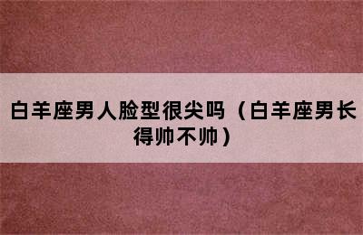 白羊座男人脸型很尖吗（白羊座男长得帅不帅）