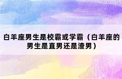 白羊座男生是校霸或学霸（白羊座的男生是直男还是渣男）