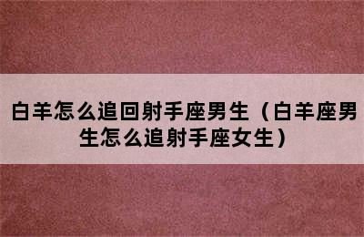 白羊怎么追回射手座男生（白羊座男生怎么追射手座女生）