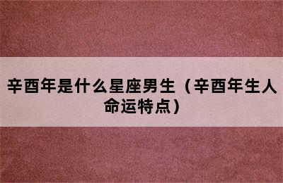 辛酉年是什么星座男生（辛酉年生人命运特点）