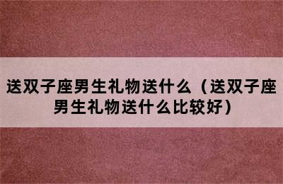 送双子座男生礼物送什么（送双子座男生礼物送什么比较好）