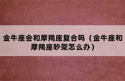 金牛座会和摩羯座复合吗（金牛座和摩羯座吵架怎么办）