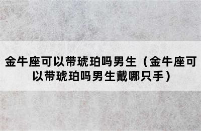 金牛座可以带琥珀吗男生（金牛座可以带琥珀吗男生戴哪只手）