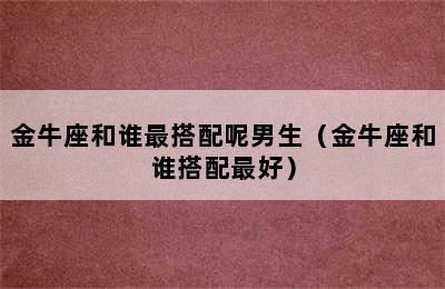 金牛座和谁最搭配呢男生（金牛座和谁搭配最好）