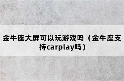 金牛座大屏可以玩游戏吗（金牛座支持carplay吗）