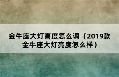 金牛座大灯高度怎么调（2019款金牛座大灯亮度怎么样）