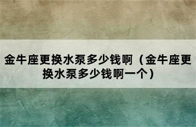 金牛座更换水泵多少钱啊（金牛座更换水泵多少钱啊一个）