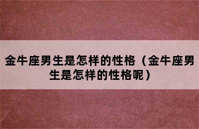 金牛座男生是怎样的性格（金牛座男生是怎样的性格呢）