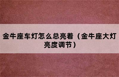 金牛座车灯怎么总亮着（金牛座大灯亮度调节）