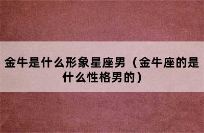 金牛是什么形象星座男（金牛座的是什么性格男的）