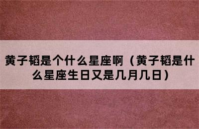 黄子韬是个什么星座啊（黄子韬是什么星座生日又是几月几日）